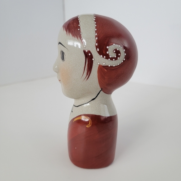 Vintage 6" Scandinavian Folk Art Lady Head Bust Gemma Taccogna Style - Picture 4 of 6